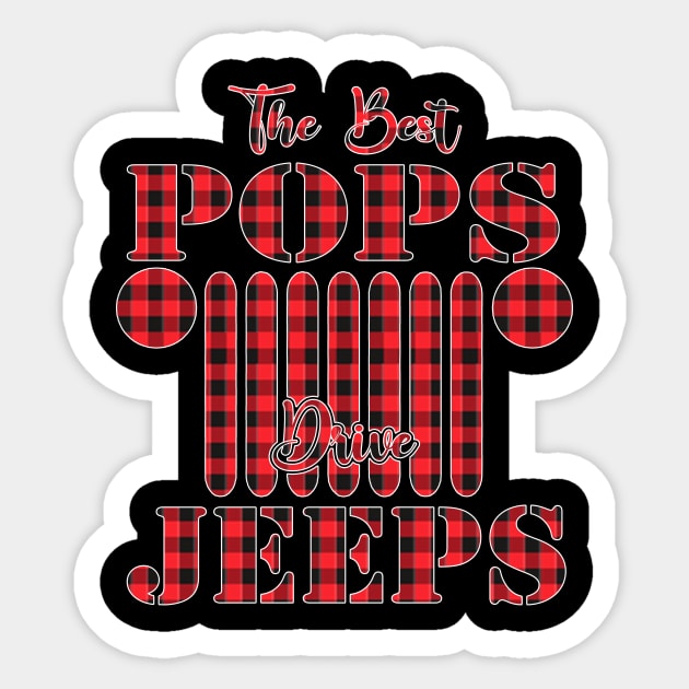 The Best Pops Drive Jeeps Red Plaid Jeep Matching Pajama Family Buffalo Jeeps Lover Sticker by Nancie